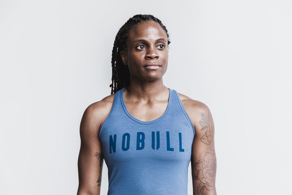 NOBULL Women's Racerback Tank Tops - Coastal Blue - Ireland (3648NOHRS)